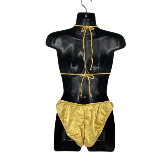 Vintage 90s Ujena Bikini Swimsuit Womens Sz Medium Gold Metallic - Picture 2 of 5